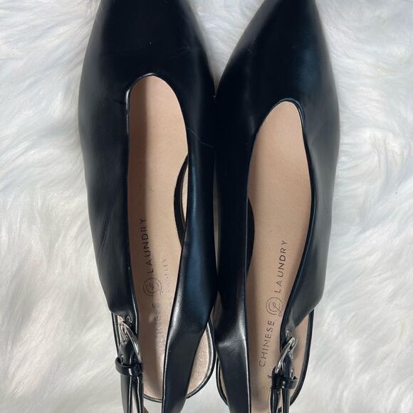 Chinese Laundry leather black heels with adjustable strap pointed toe SZ9.5 - Picture 4 of 8